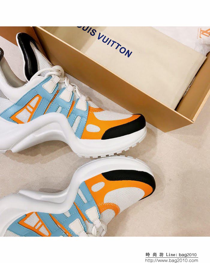 路易威登LV 2019爆款 LV經典Stellar 運動鞋 藍色Monogram牛仔布 高幫女休閒鞋  dsX2433
